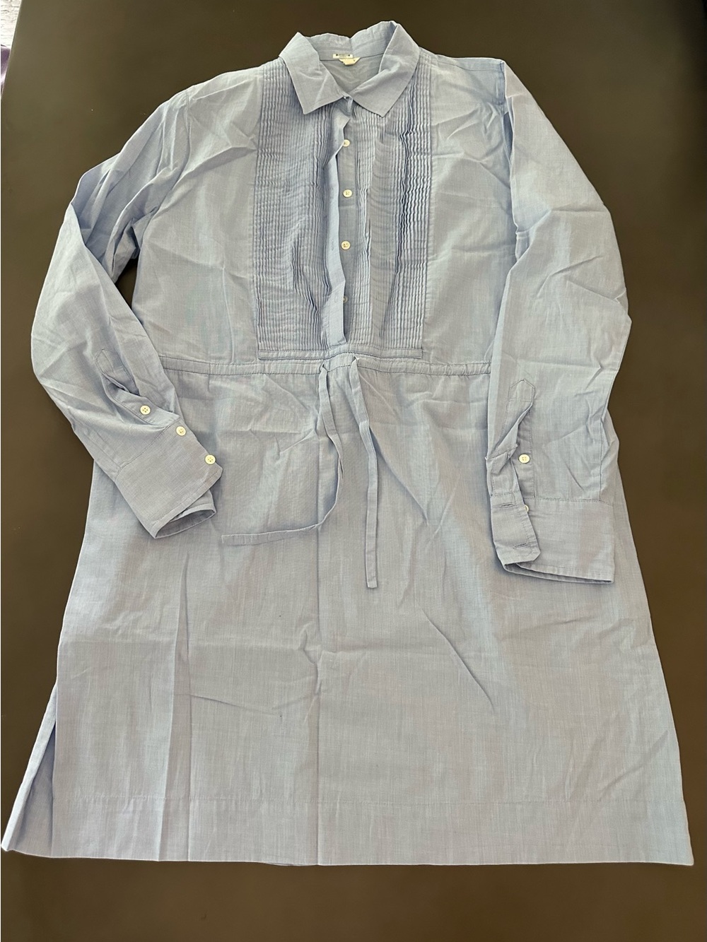 J. Crew Light Blue Cotton Pintuck Shirt Dress